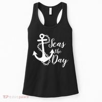 Seas The Day Nautical Anchor Cruise Vacation Women's Tank Top thumb 0