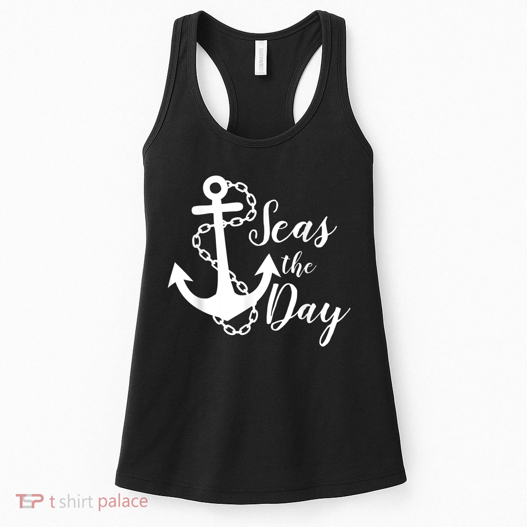 Seas The Day Nautical Anchor Cruise Vacation Women's Tank Top