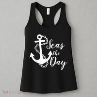 Seas The Day Nautical Anchor Cruise Vacation Women's Tank Top thumb 3