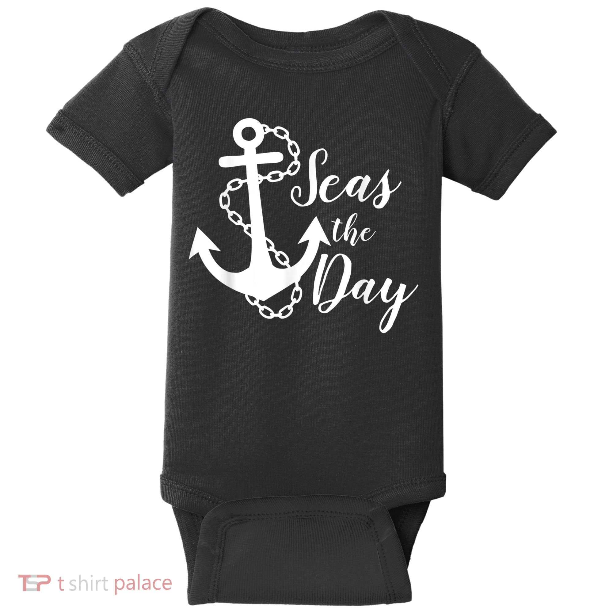 Seas The Day Nautical Anchor Cruise Vacation Baby Bodysuit