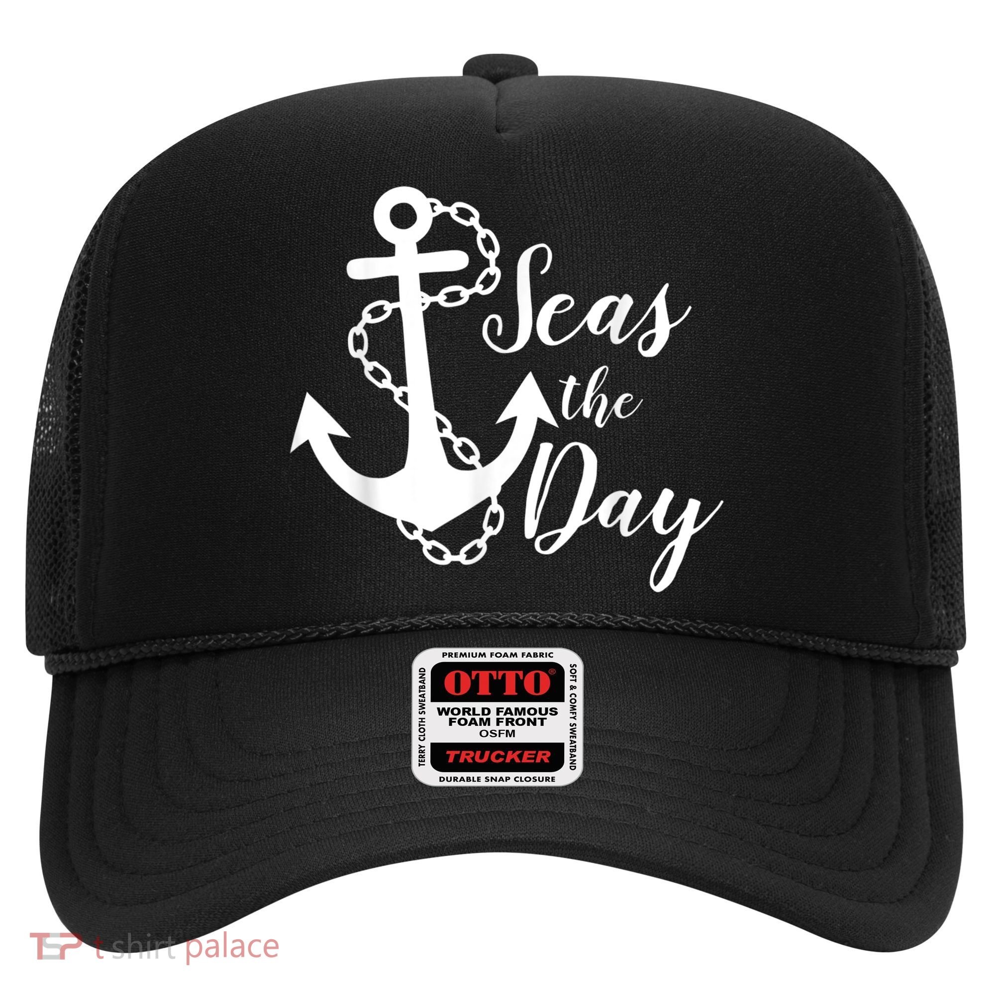 Seas The Day Nautical Anchor Cruise Vacation Hat