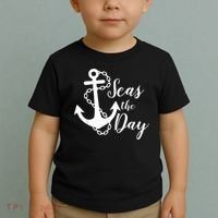 Seas The Day Nautical Anchor Cruise Vacation Toddler T-Shirt thumb 2