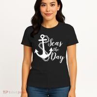 Seas The Day Nautical Anchor Cruise Vacation Women's T-Shirt thumb 4