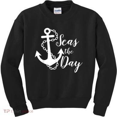 Seas The Day Nautical Anchor Cruise Vacation Kids Sweatshirt
