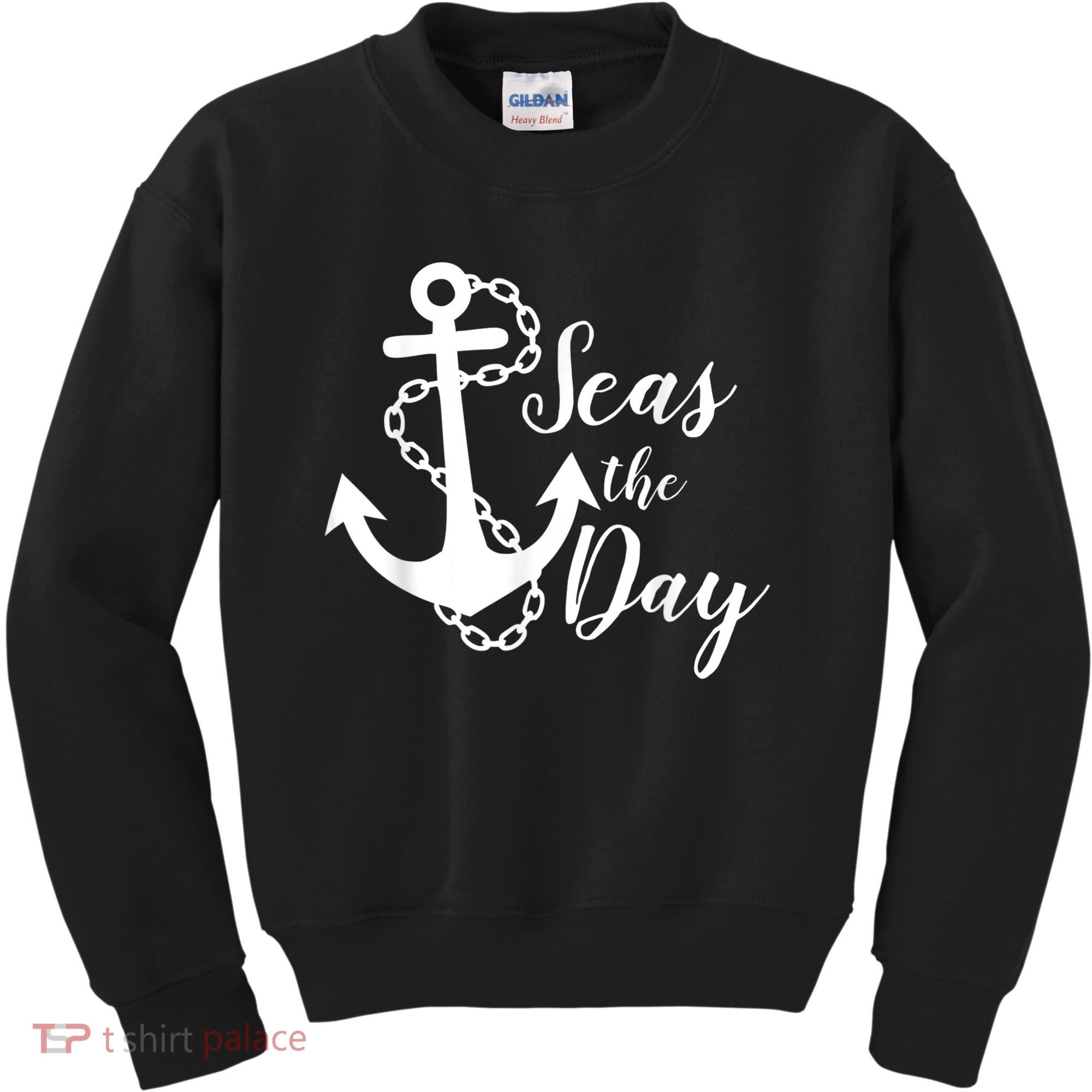 Seas The Day Nautical Anchor Cruise Vacation Kids Sweatshirt