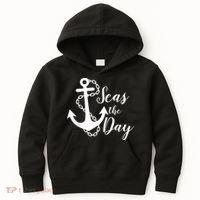 Seas The Day Nautical Anchor Cruise Vacation Kids Hoodie thumb 0