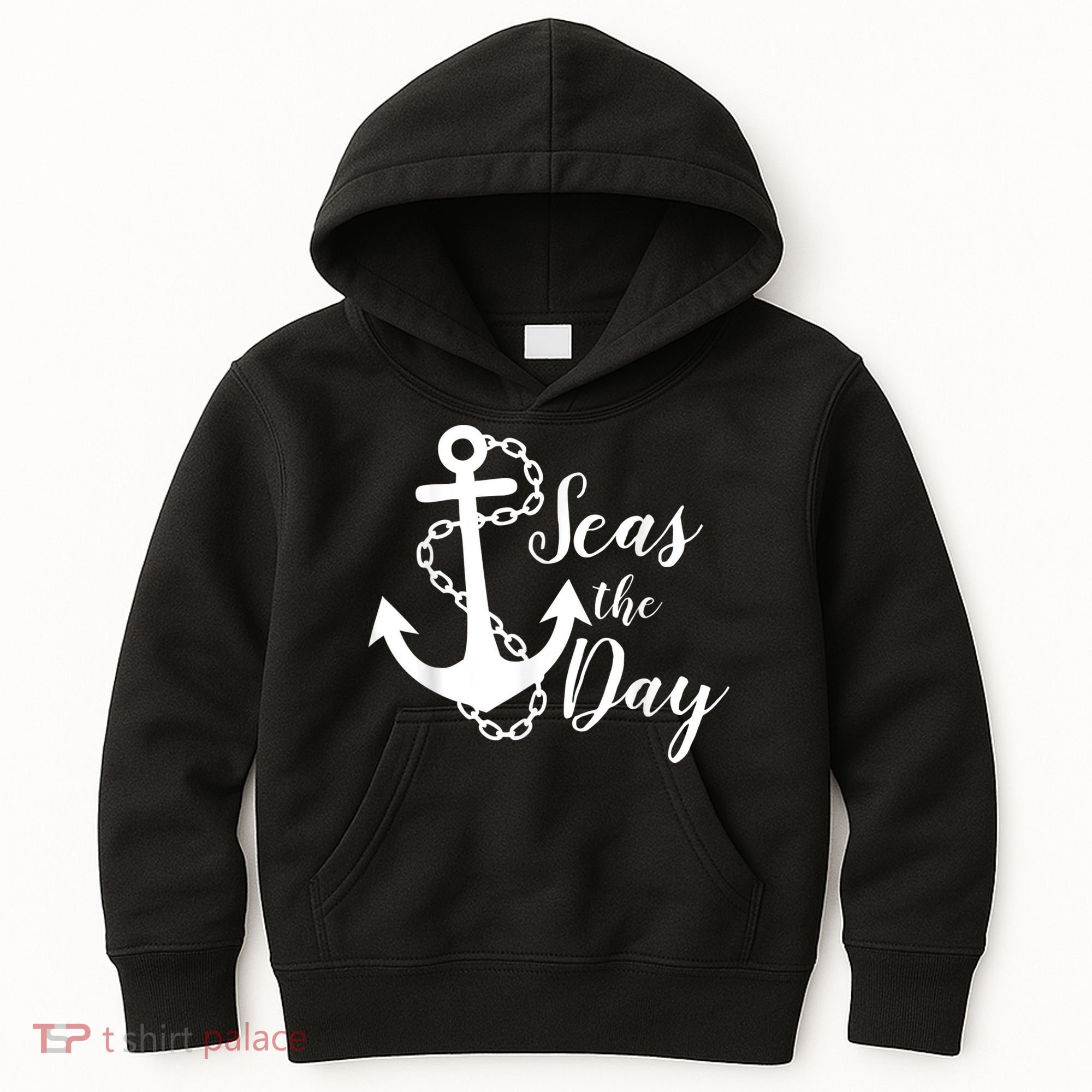 Seas The Day Nautical Anchor Cruise Vacation Kids Hoodie