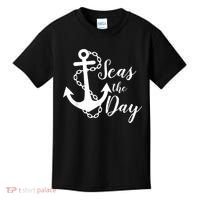Seas The Day Nautical Anchor Cruise Vacation Kids T-Shirt thumb 0