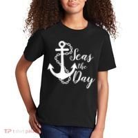 Seas The Day Nautical Anchor Cruise Vacation Kids T-Shirt thumb 2