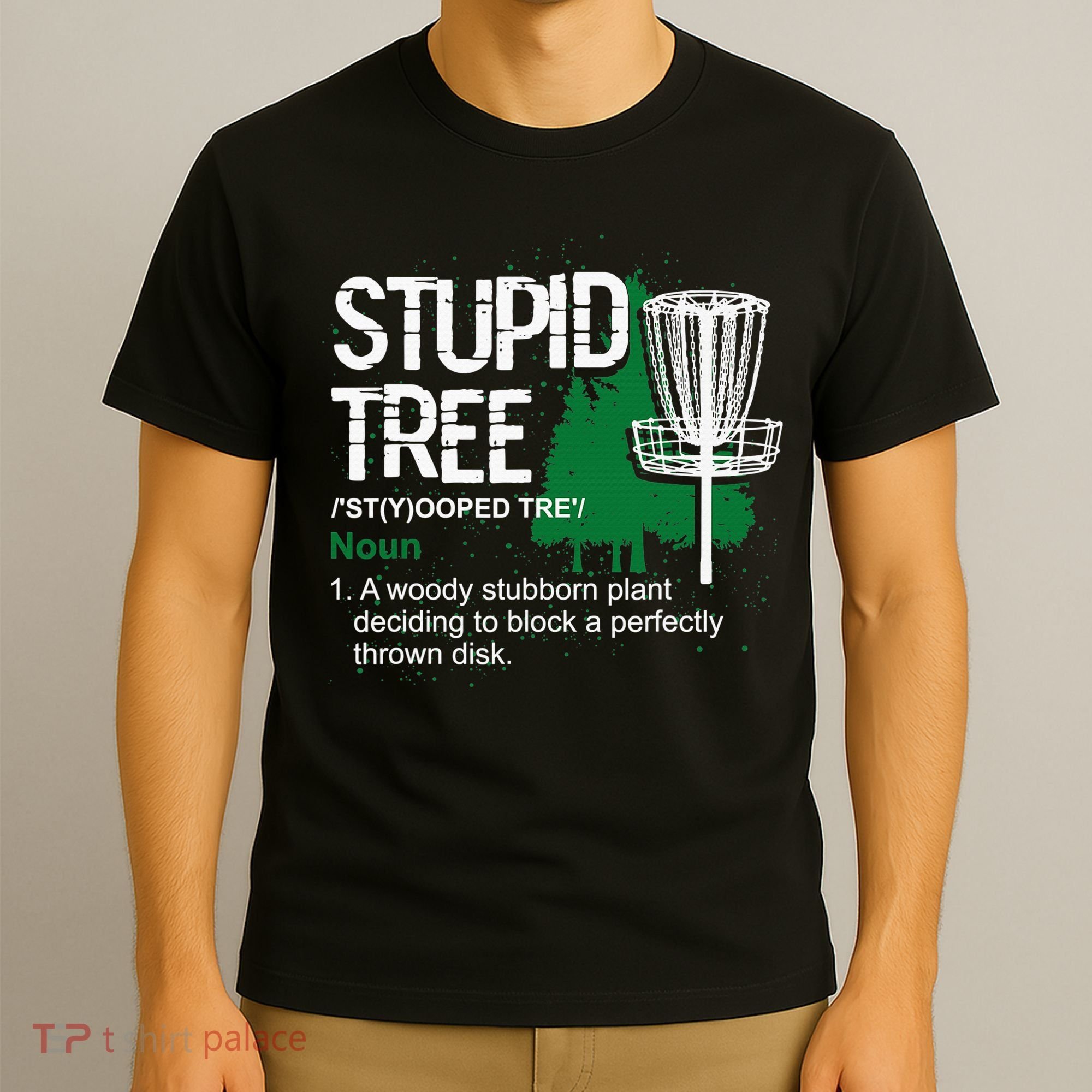 Stupid Tree Definition Disc Golf Golfers Vintage Christmas T-Shirt