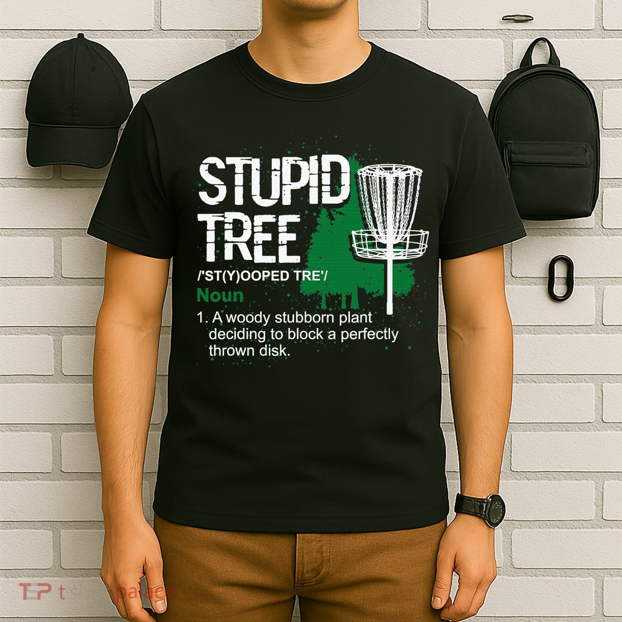 Stupid Tree Definition Disc Golf Golfers Vintage Christmas T-Shirt