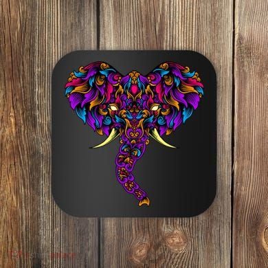Save The Elephants Ornate Colorful Elephant Head Coaster