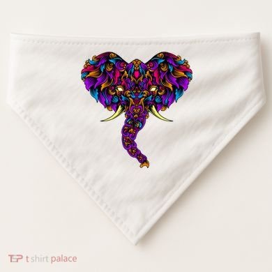 Save The Elephants Ornate Colorful Elephant Head USA-Made Doggie Bandana