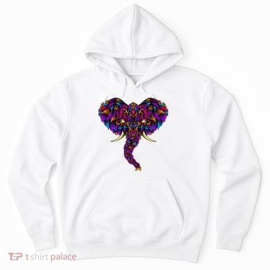 Save The Elephants Ornate Colorful Elephant Head Hoodie