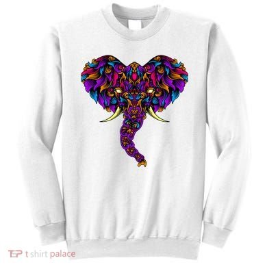 Save The Elephants Ornate Colorful Elephant Head Sweatshirt