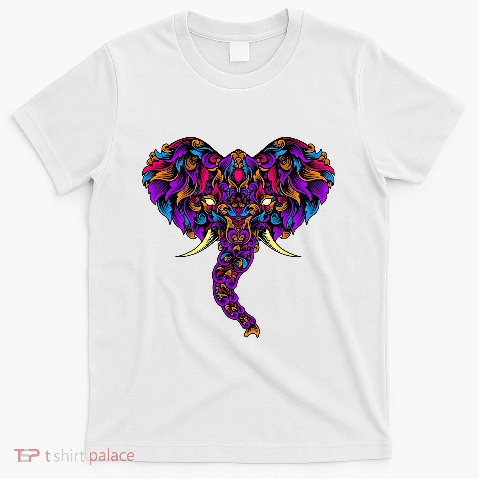 Save The Elephants Ornate Colorful Elephant Head T-Shirt