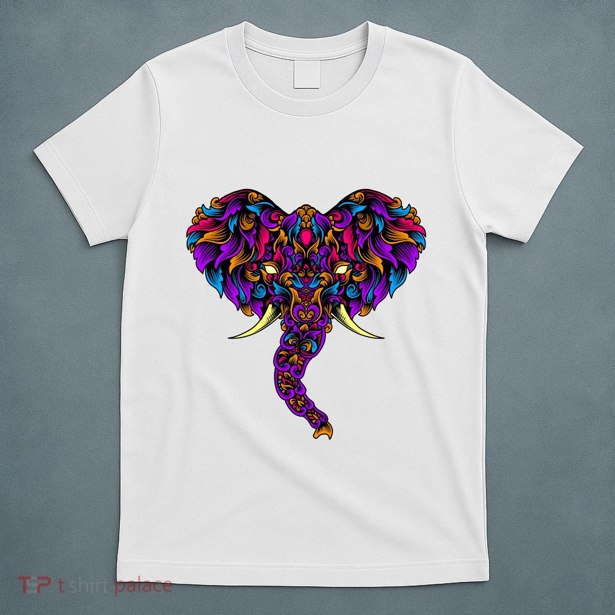 Save The Elephants Ornate Colorful Elephant Head T-Shirt