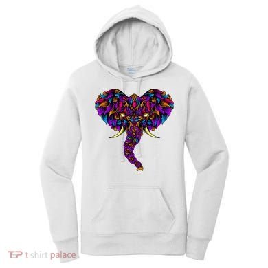 Save The Elephants Ornate Colorful Elephant Head Women's Hoodie