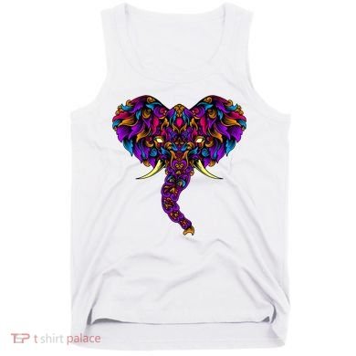 Save The Elephants Ornate Colorful Elephant Head Tank Top