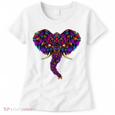 Save The Elephants Ornate Colorful Elephant Head Women's T-Shirt