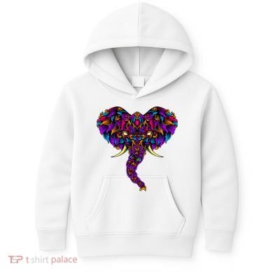 Save The Elephants Ornate Colorful Elephant Head Kids Hoodie