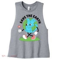 Save The Earth Cute Earth Day Women's Racerback Cropped Tank thumb 0