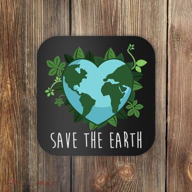 Save The Earth Planet Heart Earth Day Coaster