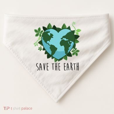 Save The Earth Planet Heart Earth Day USA-Made Doggie Bandana