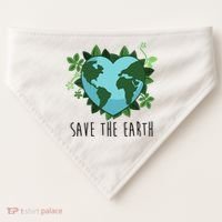 Save The Earth Planet Heart Earth Day USA-Made Doggie Bandana thumb 0