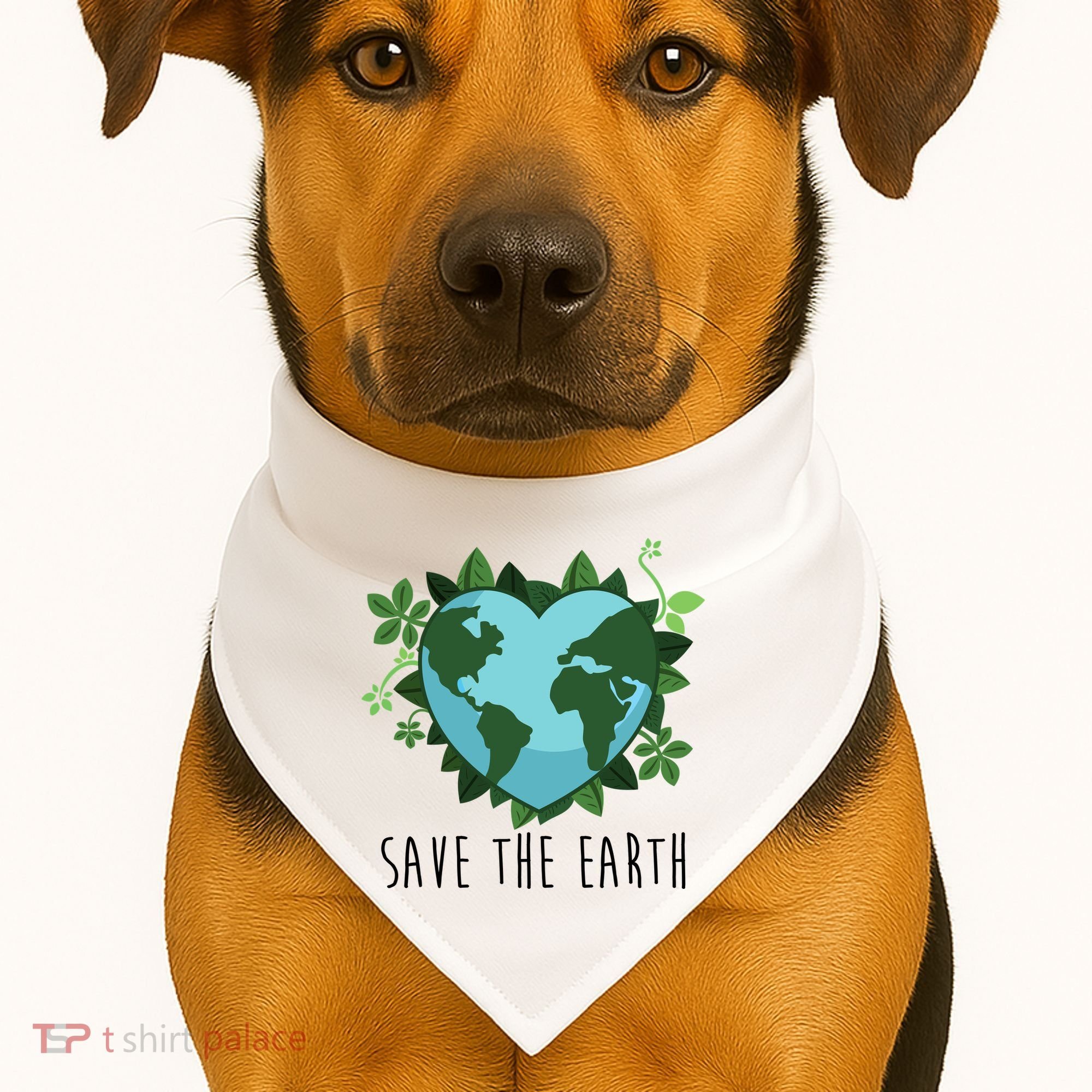 Save The Earth Planet Heart Earth Day USA-Made Doggie Bandana