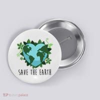 Save The Earth Planet Heart Earth Day Button thumb 0