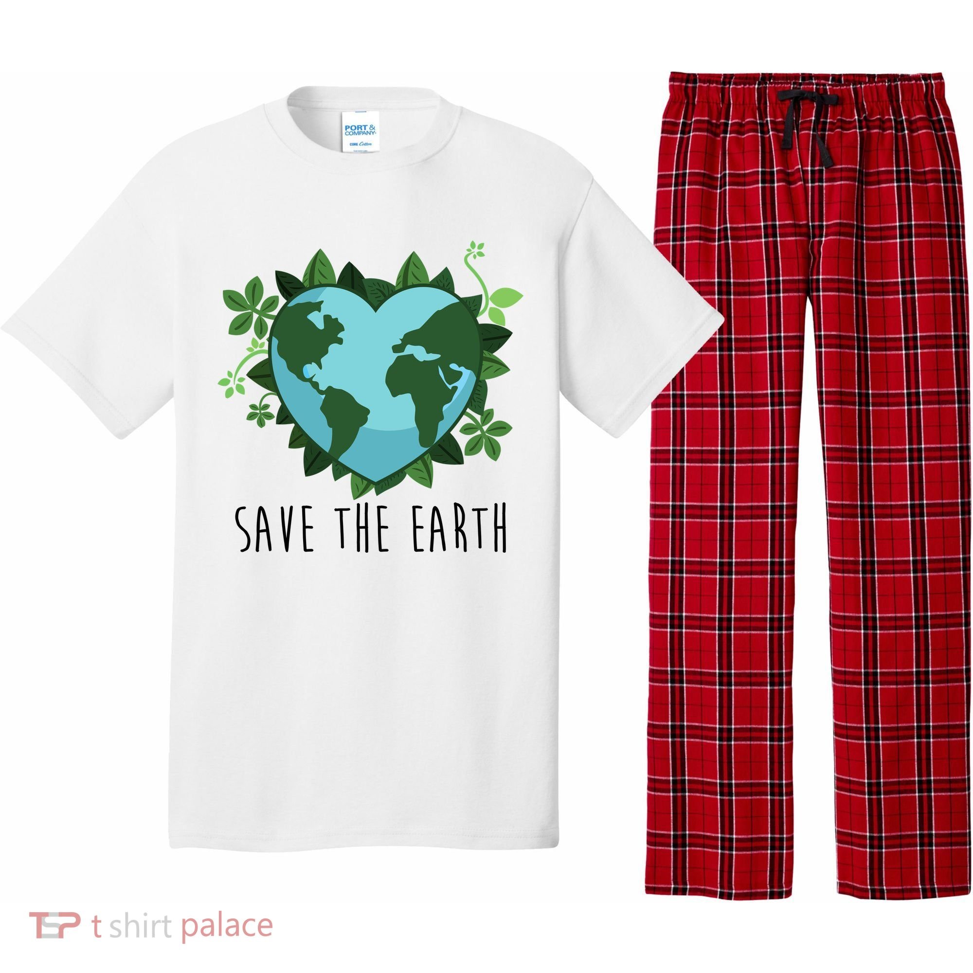 Save The Earth Planet Heart Earth Day Pajama Set