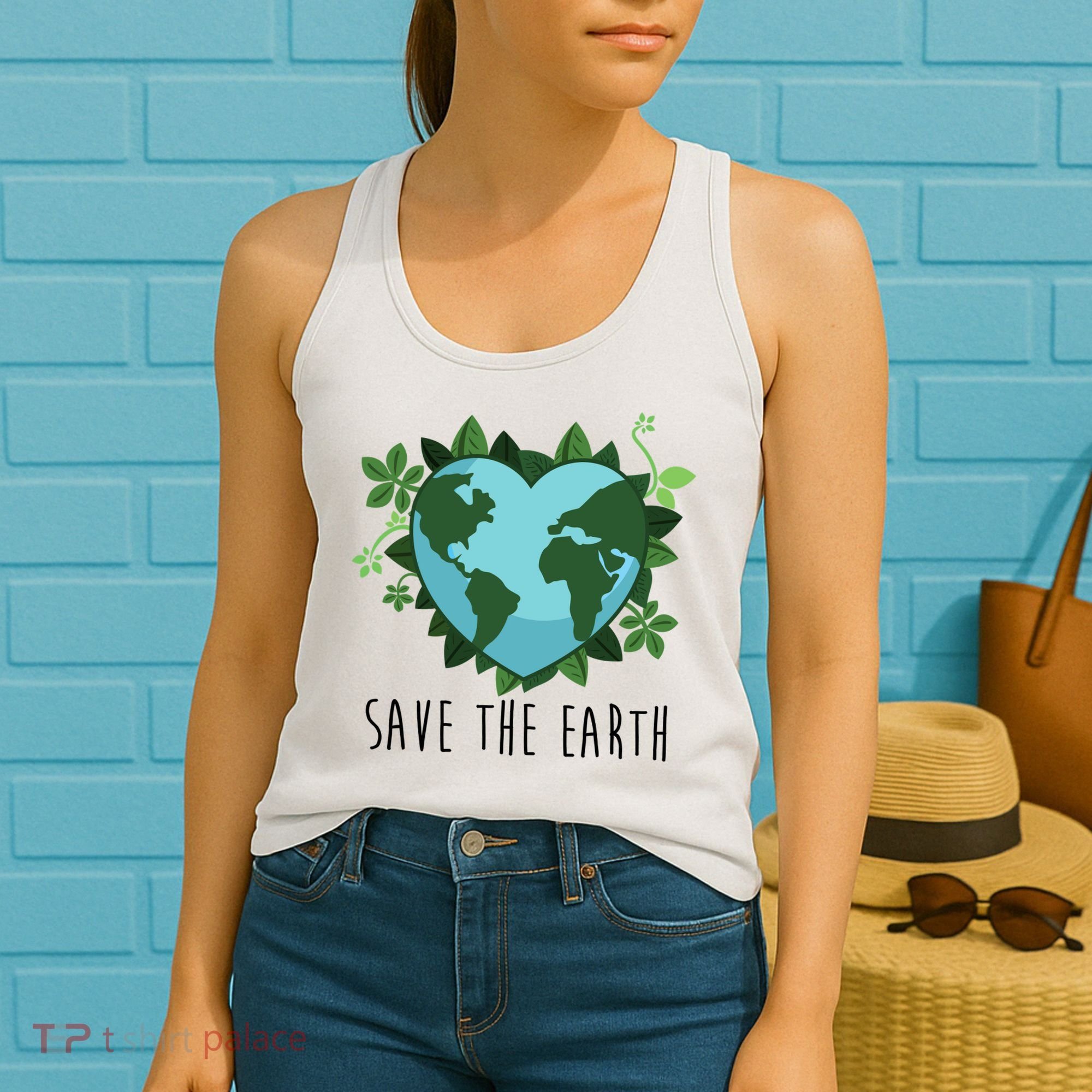 Save The Earth Planet Heart Earth Day Women's Tank Top