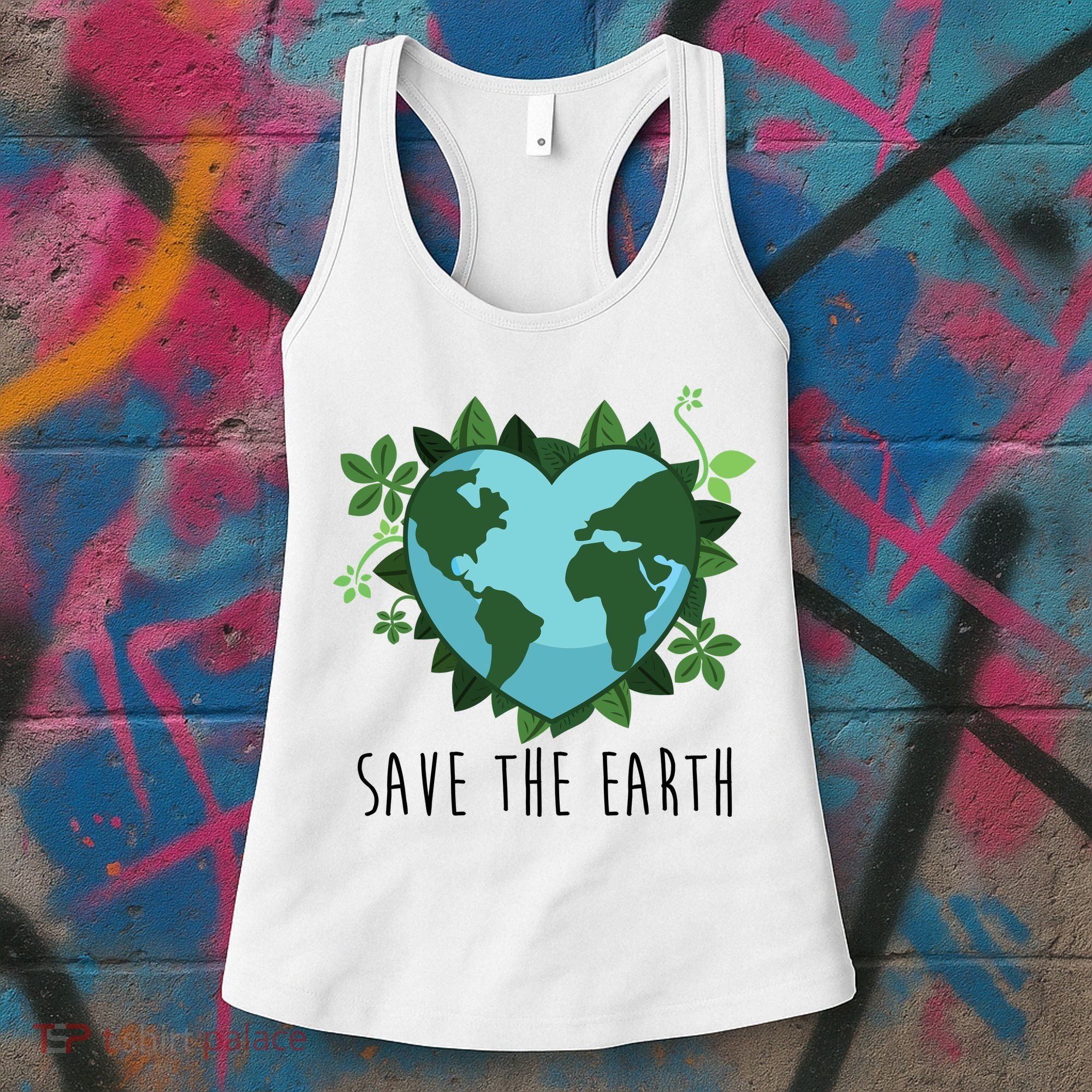 Save The Earth Planet Heart Earth Day Women's Tank Top