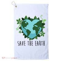Save The Earth Planet Heart Earth Day Golf Towel thumb 0