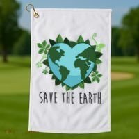 Save The Earth Planet Heart Earth Day Golf Towel thumb 1