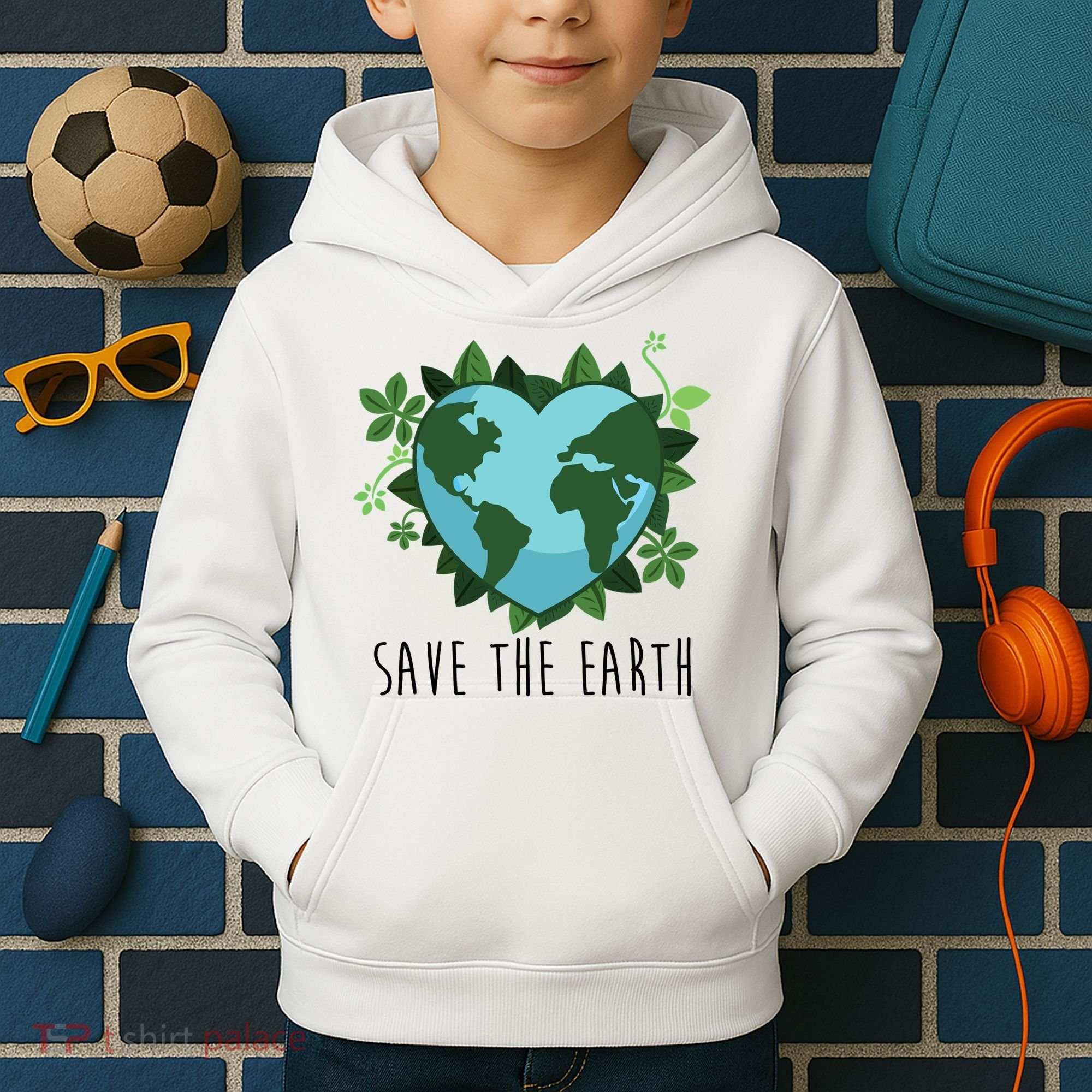 Save The Earth Planet Heart Earth Day Kids Hoodie