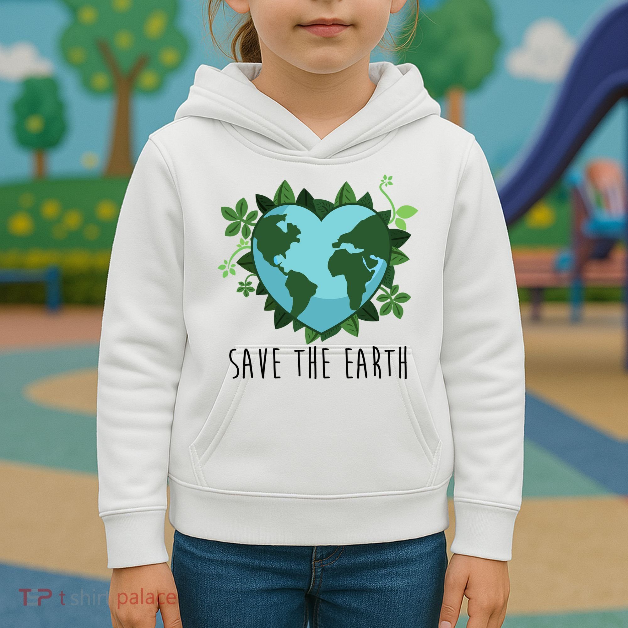 Save The Earth Planet Heart Earth Day Kids Hoodie
