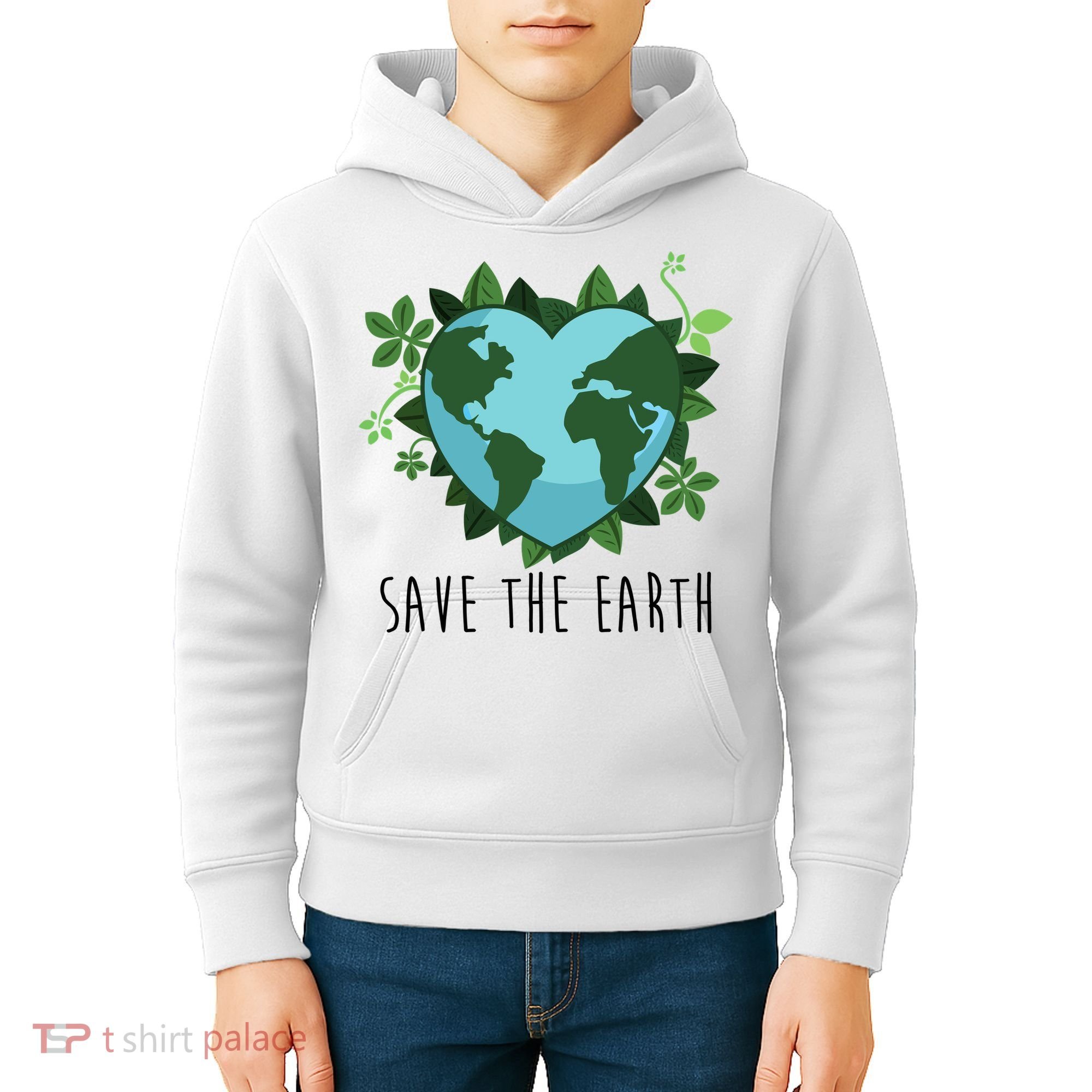 Save The Earth Planet Heart Earth Day Kids Hoodie