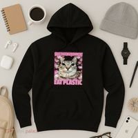 Save The Environment Eat Plastic Cat Cute Silly Kitty Meme Hoodie thumb 3