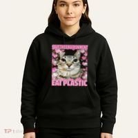 Save The Environment Eat Plastic Cat Cute Silly Kitty Meme Hoodie thumb 5
