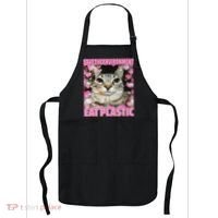 Save The Environment Eat Plastic Cat Cute Silly Kitty Meme Apron thumb 0