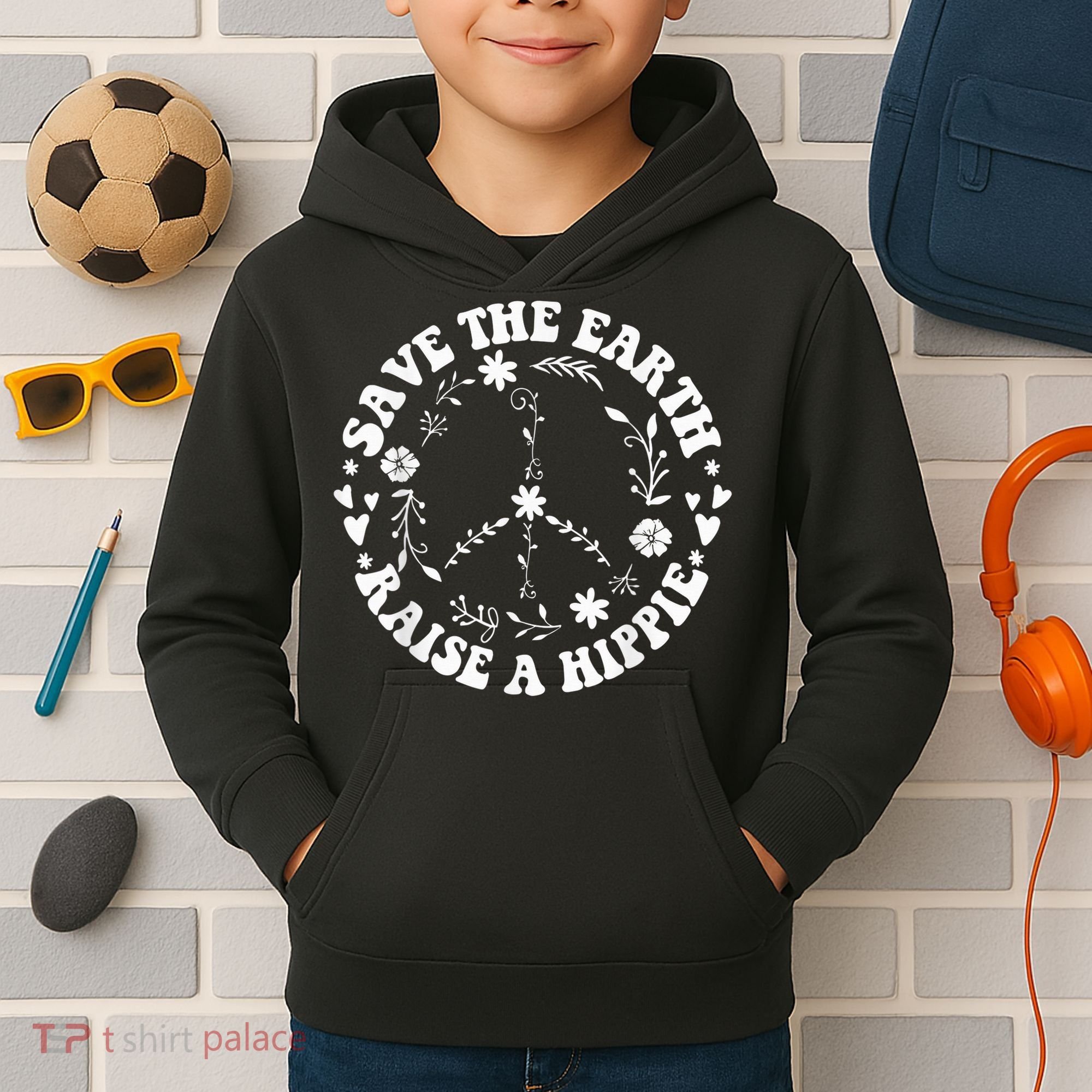 Save The Earth Raise A Hippie Earth Day Kids Hoodie