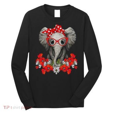 Save The Elephants Elephant Mom Red Bow Woman Long Sleeve Shirt