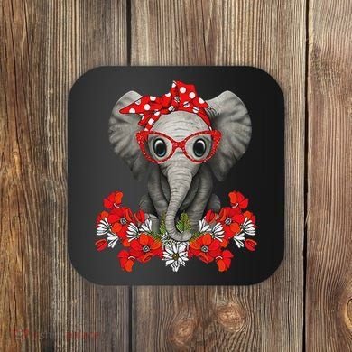 Save The Elephants Elephant Mom Red Bow Woman Coaster