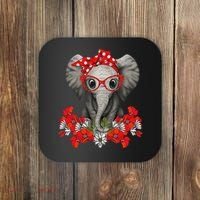 Save The Elephants Elephant Mom Red Bow Woman Coaster thumb 0