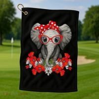 Save The Elephants Elephant Mom Red Bow Woman Golf Towel thumb 1