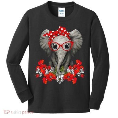 Save The Elephants Elephant Mom Red Bow Woman Kids Long Sleeve Shirt
