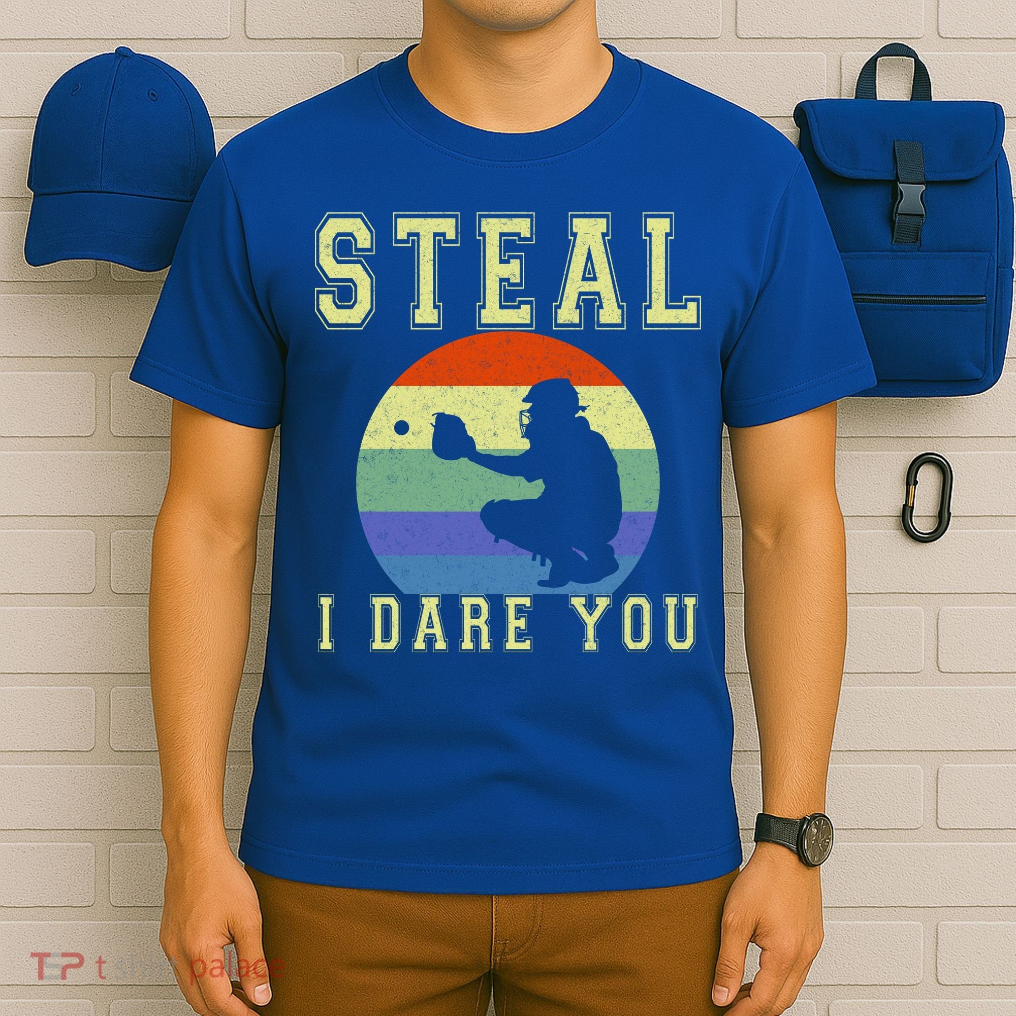 Steal I Dare You Vintage Funny Baseball T-Shirt