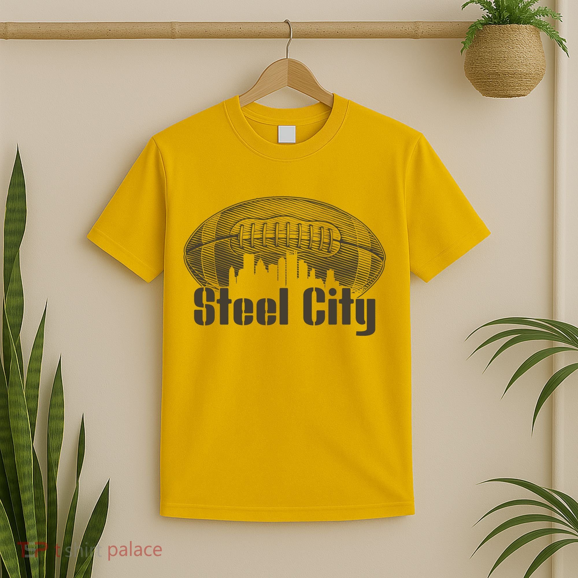 Steel City Pittsburg Skyline Football T-Shirt